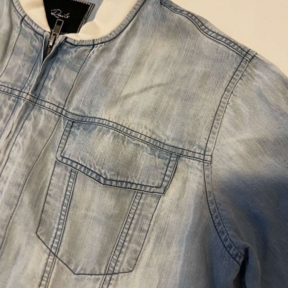 Rails Light Denim Bomber Jacket Size M - image 3